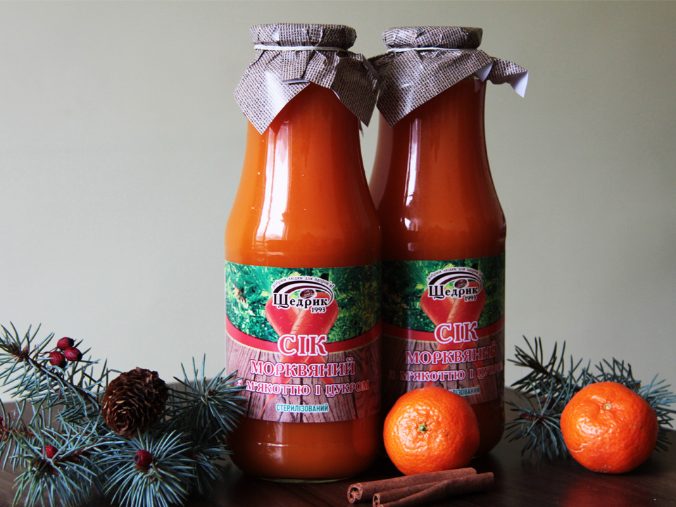 Щедрик представляет новый морковный вкус сока прямого отжима!