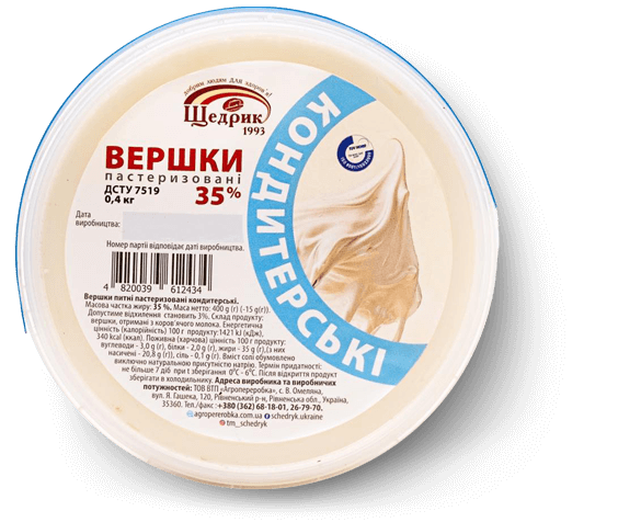 Cream 35% confectionery