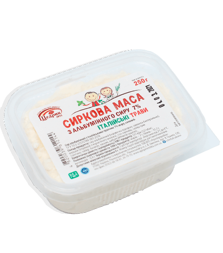 Cottage cheese mass salted 7% with Italian herbs