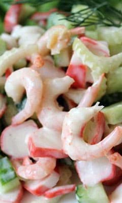 Салат з огірків та креветок