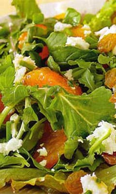 Salad with feta cheese and tangerines