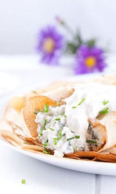 Salty pancakes with dill, cheese and garlic