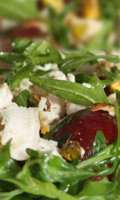 Cheese salad with grapes