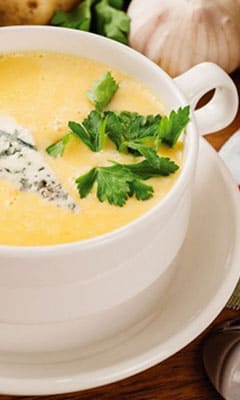 Cheese soup with white wine