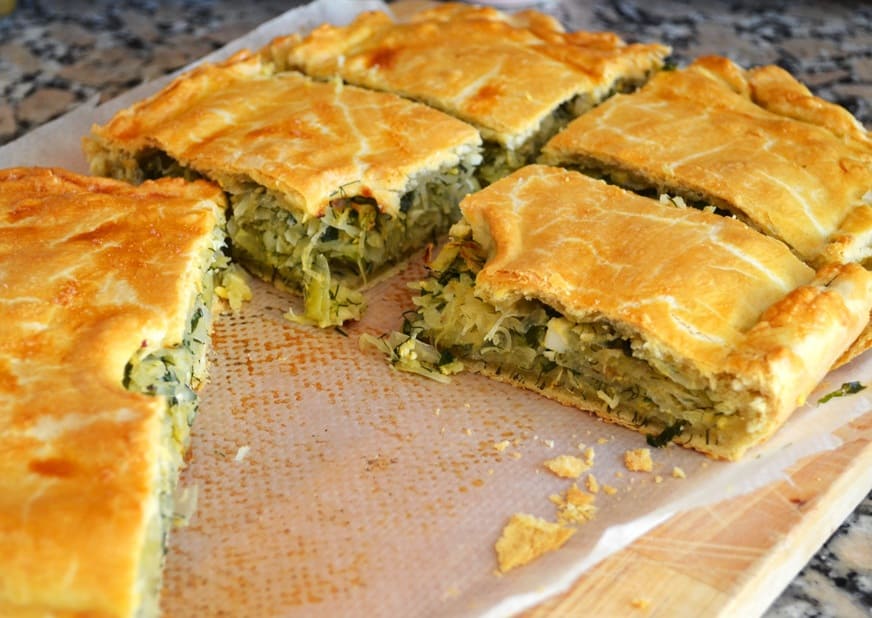 A pie with cabbage