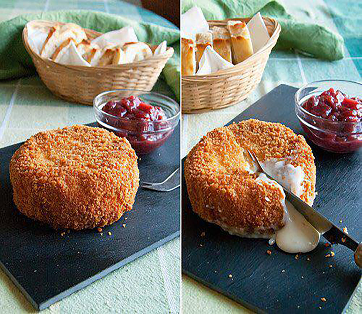 Fried Adyghe cheese with raspberry sauce