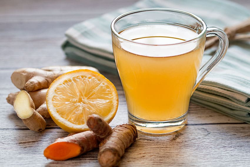 Ginger and orange tea with cognac