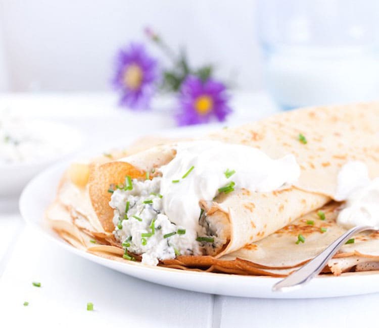 Salty pancakes with dill, cheese and garlic