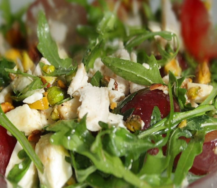 Cheese salad with grapes