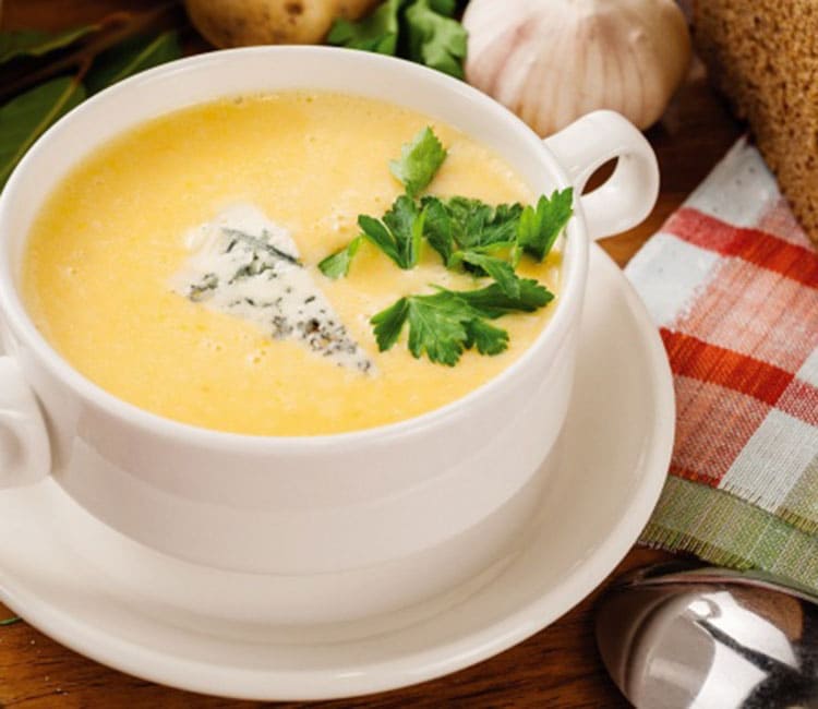 Cheese soup with white wine